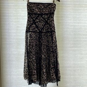 Nicole Miller Strapless Silk Chiffon Floral Dress